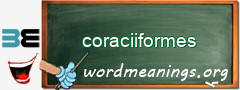 WordMeaning blackboard for coraciiformes